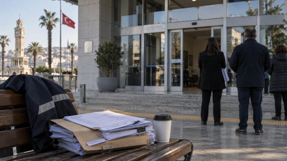 Konak Belediyesi memurları alacakları için yarım gün iş bıraktı
